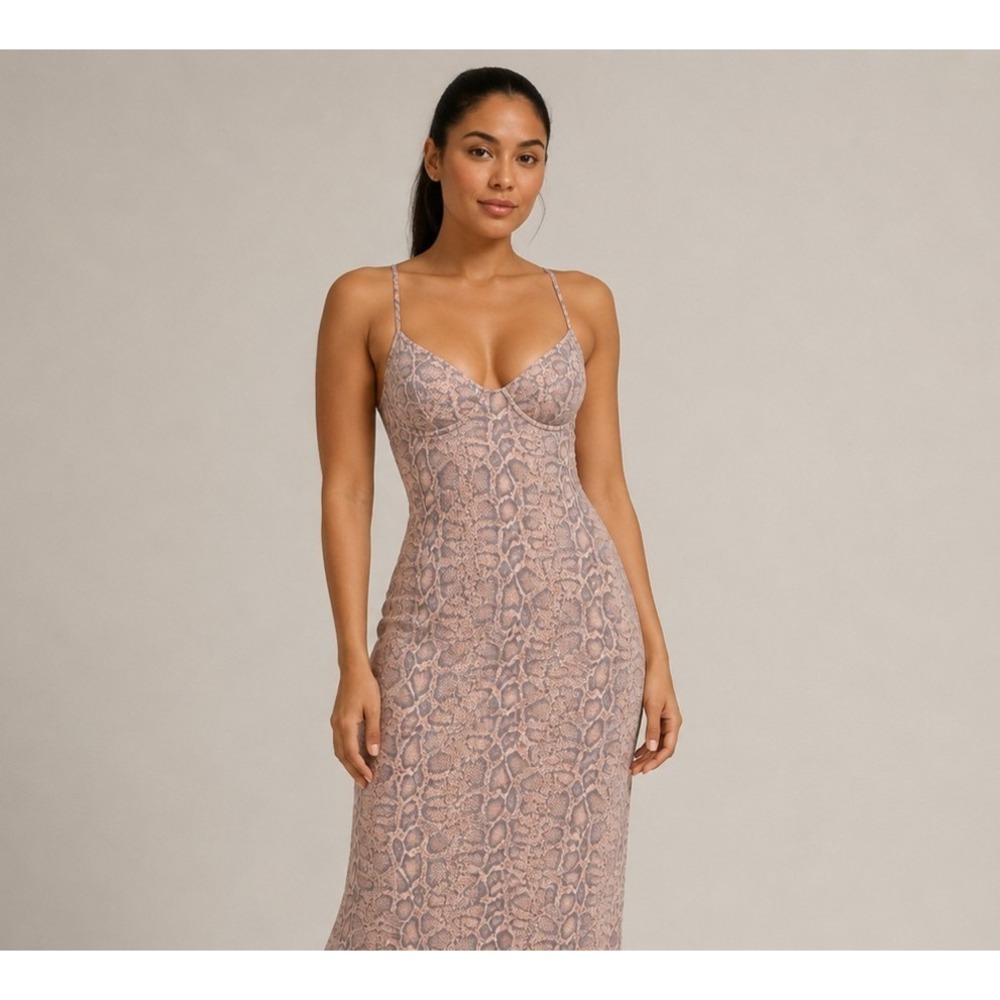 Victoria's Secret Underwire 34B Cotton Animal Print Bodycon Midi Maxi Dress